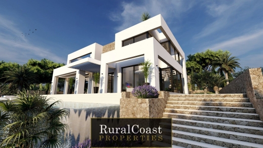 Luxury villa in Benissa with 615m2 and 1347m2 plot, 4 bedrooms, 4 bathrooms, pool and sea views